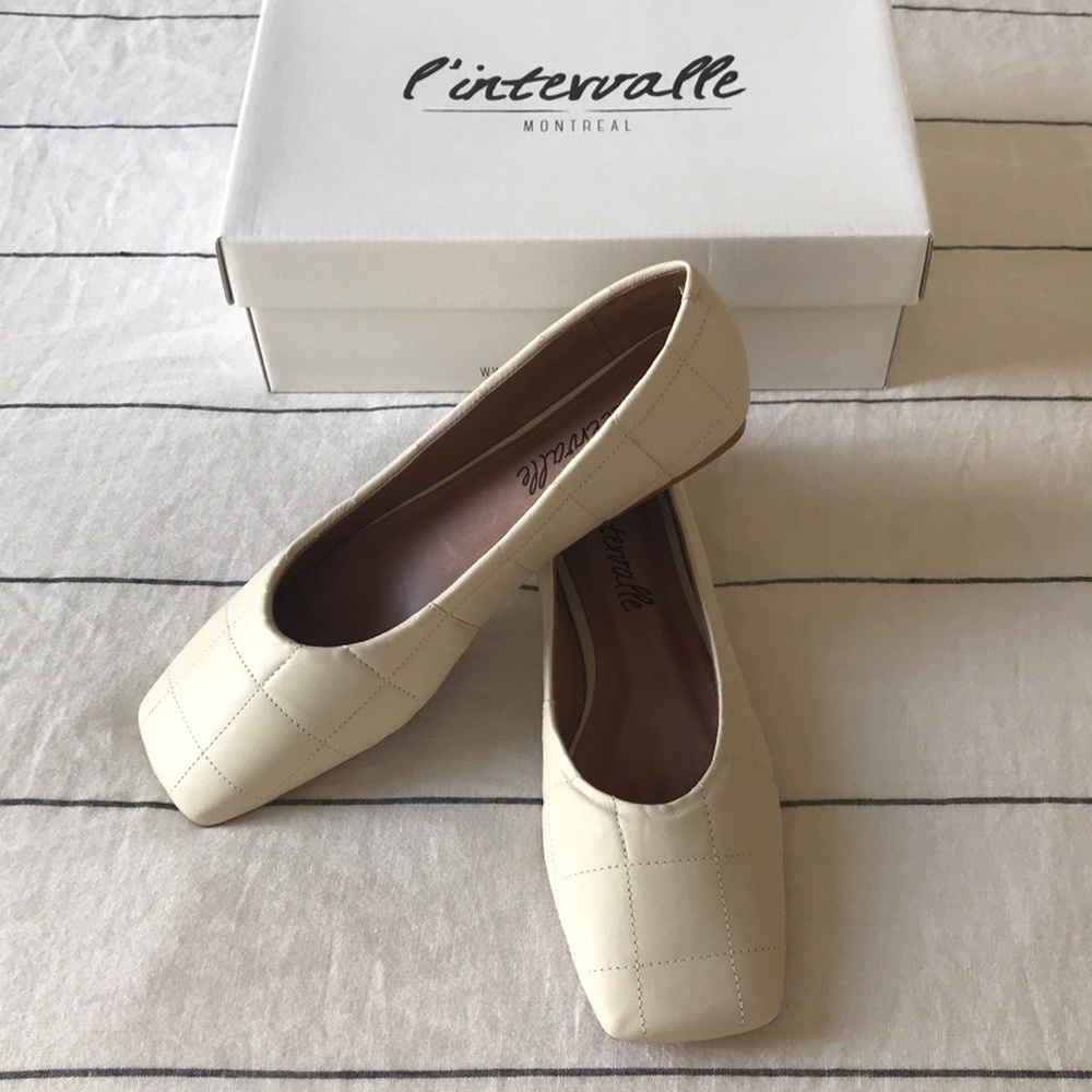 Quilted square-toe ballet flats - L’intervalle